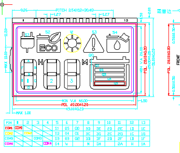 VA黑膜帶顏色LCD液晶顯屏